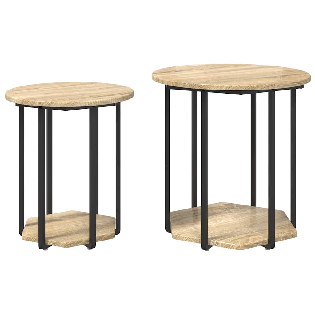 vidaXL Σετ βοηθητικά τραπεζάκια με ράφι 2 pcs Καφέ 50 x 50 x 50,5 cm