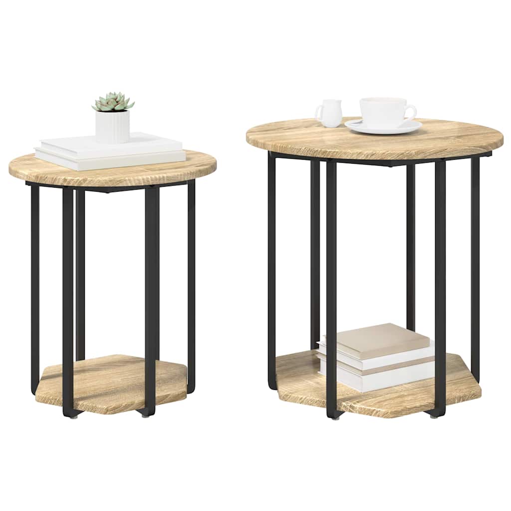 vidaXL Σετ βοηθητικά τραπεζάκια με ράφι 2 pcs Καφέ 50 x 50 x 50,5 cm