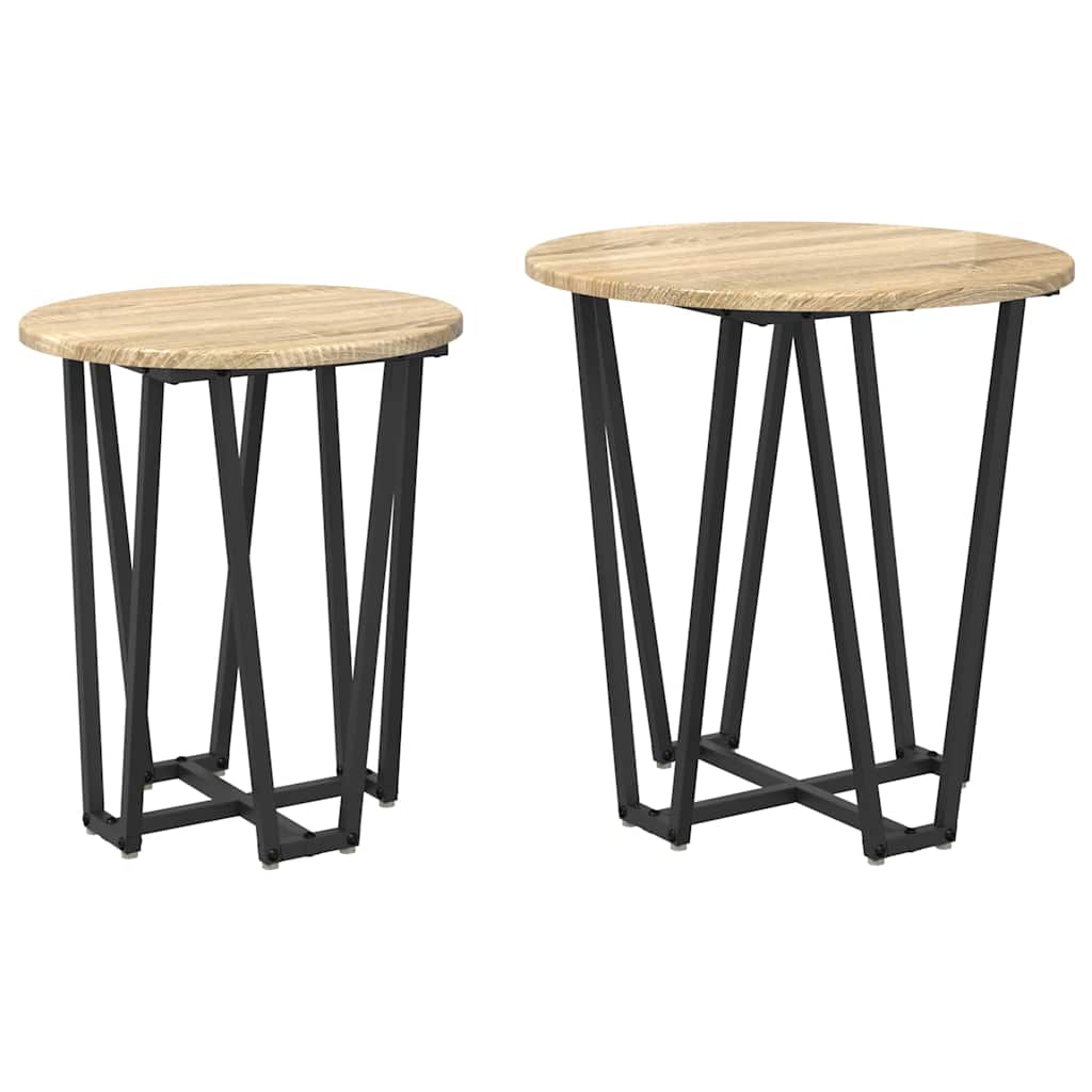 vidaXL Σετ βοηθητικά τραπεζάκια 2 pcs Βελανιδιά Σονομά και Μαύρο