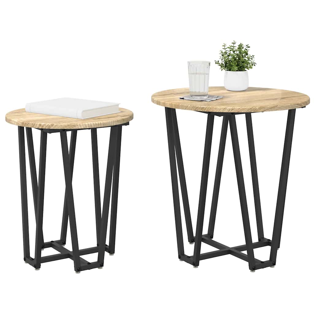 vidaXL Σετ βοηθητικά τραπεζάκια 2 pcs Βελανιδιά Σονομά και Μαύρο
