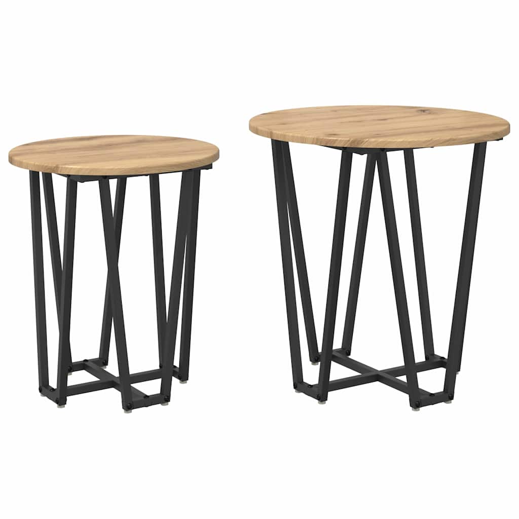 vidaXL Σετ βοηθητικά τραπεζάκια 2 pcs Δρυς Artisan και Μαύρο