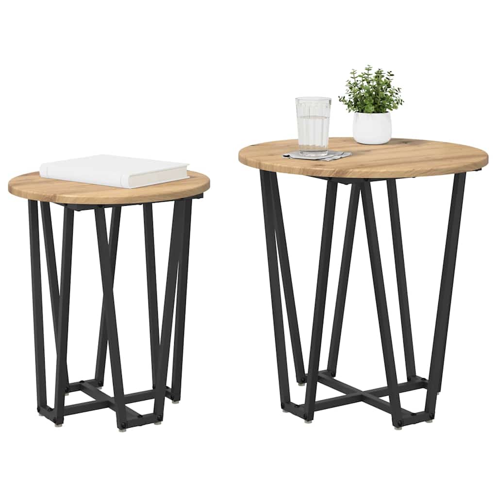 vidaXL Σετ βοηθητικά τραπεζάκια 2 pcs Δρυς Artisan και Μαύρο