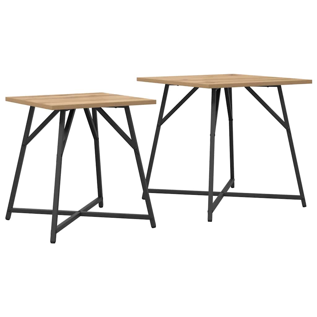 vidaXL Σετ βοηθητικά τραπεζάκια 2 pcs Δρυς Artisan και Μαύρο