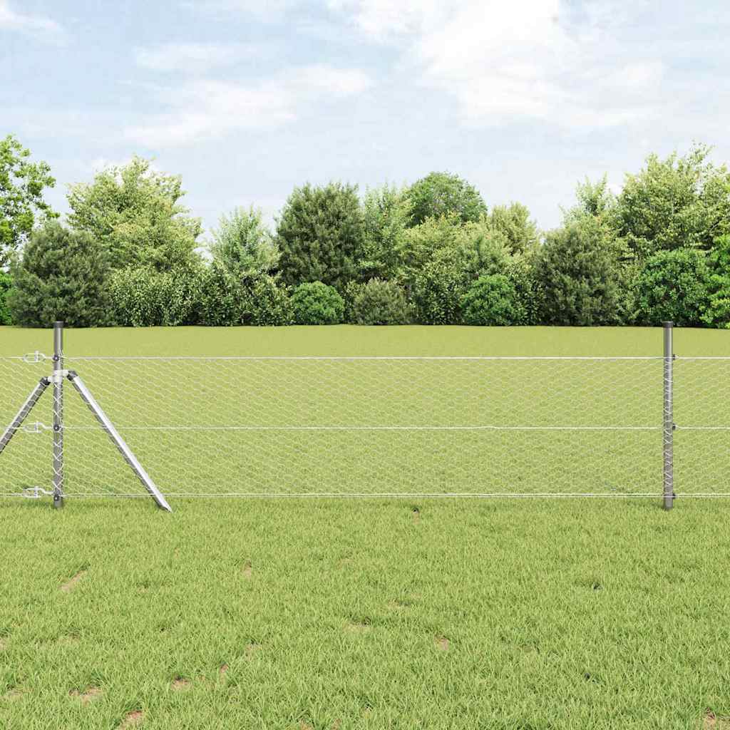vidaXL Έξιγωνο φράχτη σταθερού εδάφους 50 x 0,8 m Ασημί Δίχτυ