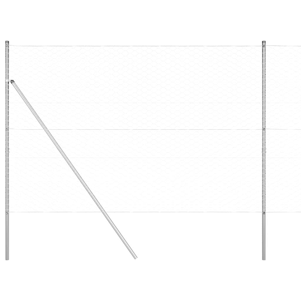 vidaXL Έξιγωνο φράχτη σταθερού εδάφους 50 x 1,5 m Ασημί Δίχτυ