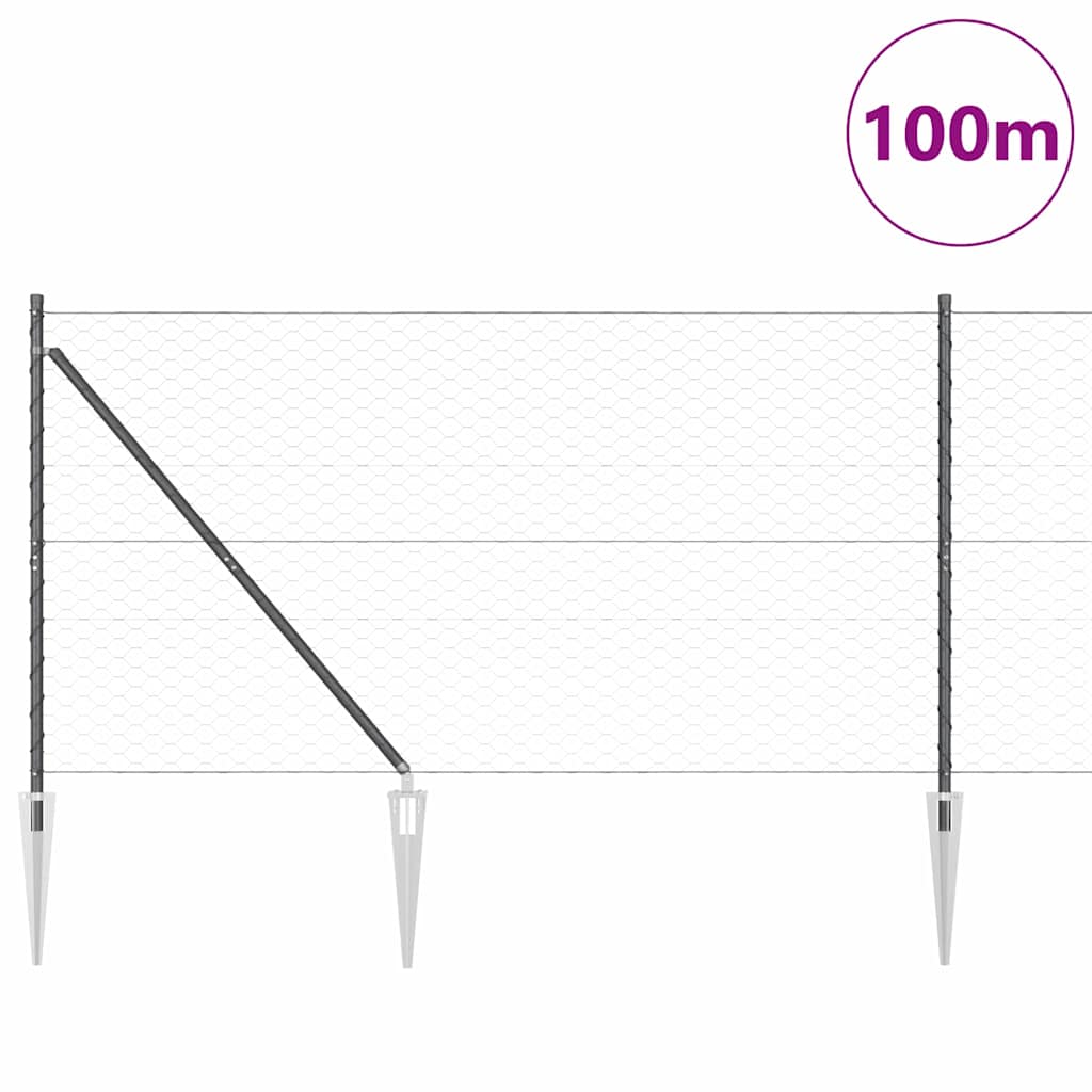 vidaXL Εξαγωνική Φράχτη με Στύλο 100 x 1,2 μ PVC-Επικαλυμμένο Ατσάλι