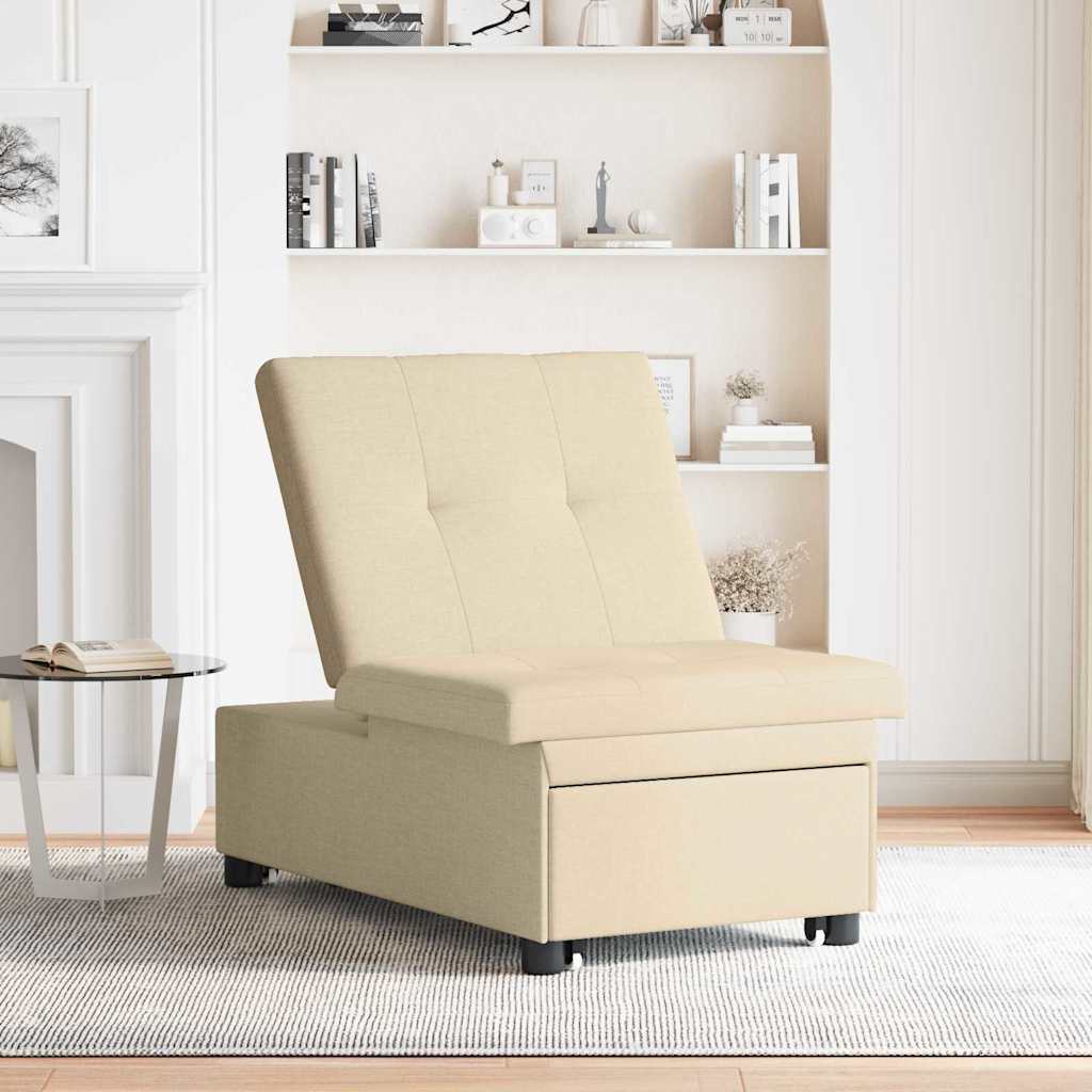 vidaXL Καναπές Κρεβάτι Κρεμ 194 x 50 x 82 εκ. ύφασμα