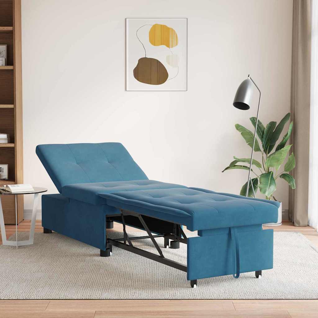 vidaXL Κρεβάτι καναπές Μπλε 194 x 67 x 82 εκ Βελούδο