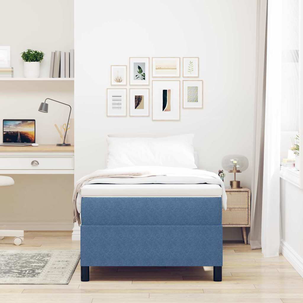 vidaXL Κρεβάτι με ελατήρια Μπλε και άσπρο 90 x 190 cm