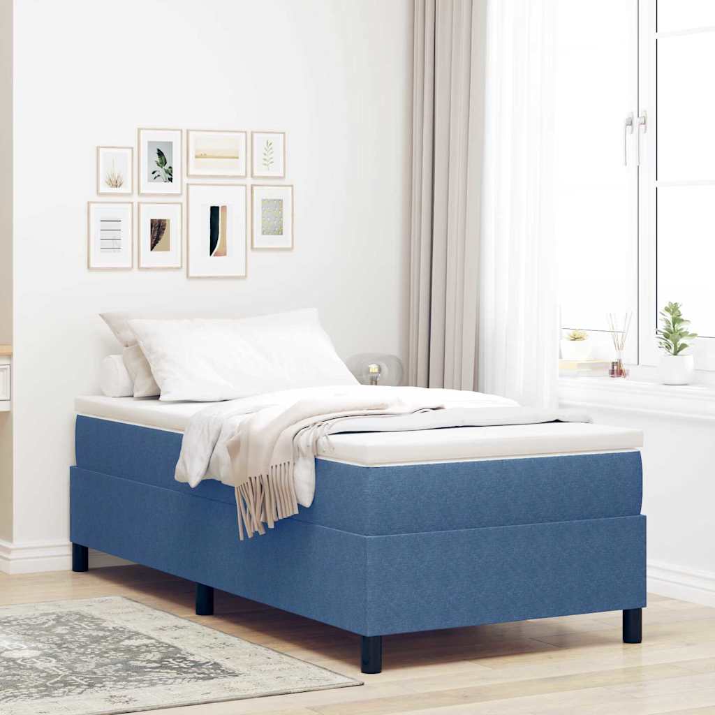 vidaXL Κρεβάτι με ελατήρια Μπλε και άσπρο 90 x 200 cm