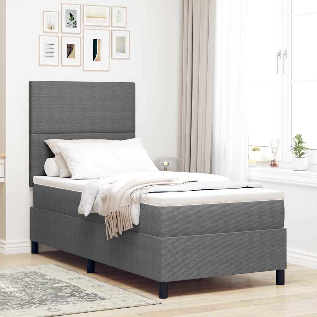 vidaXL Κρεβάτι με ελατήρια Ανοιχτό Γκρι και Λευκό 90 x 190 cm