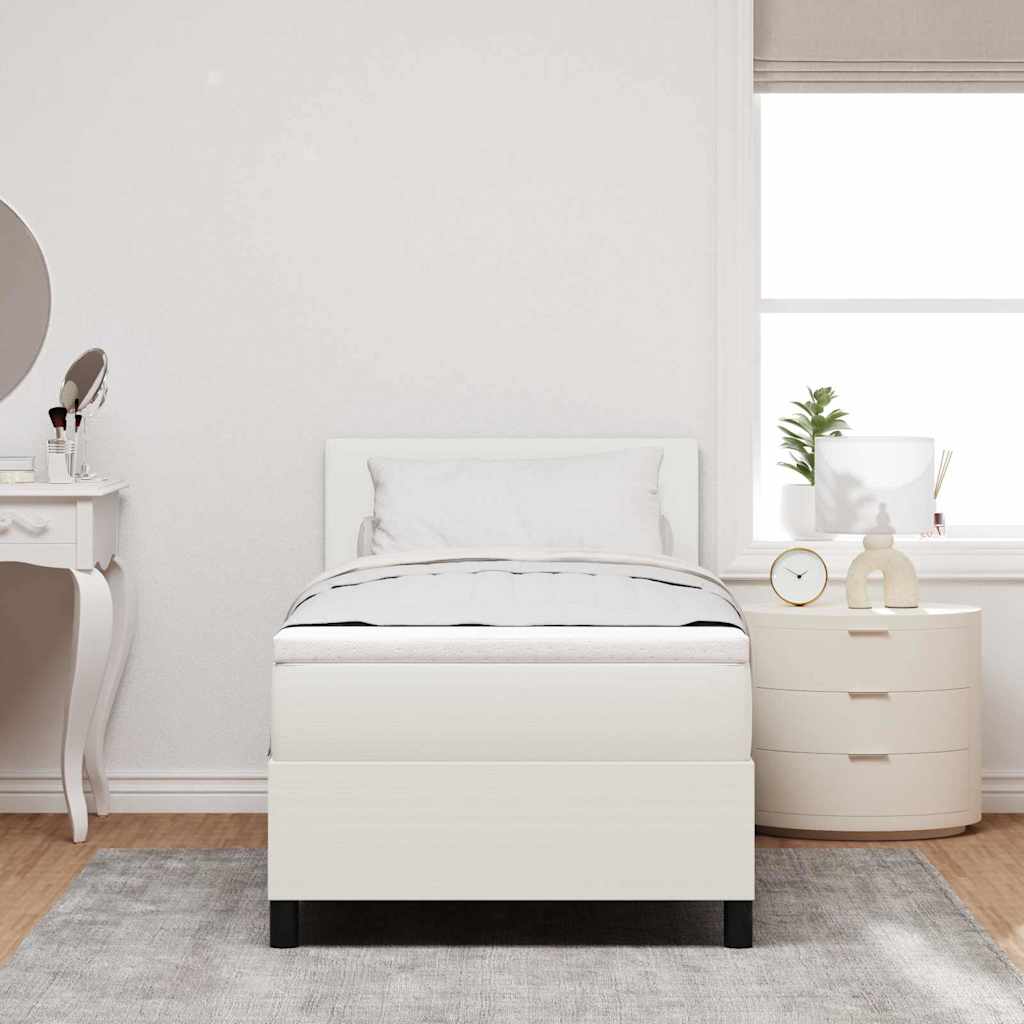 vidaXL LED Κρεβάτι με βάθρο με κεφαλάρι Κρέμα και Λευκό 90 x 200 cm