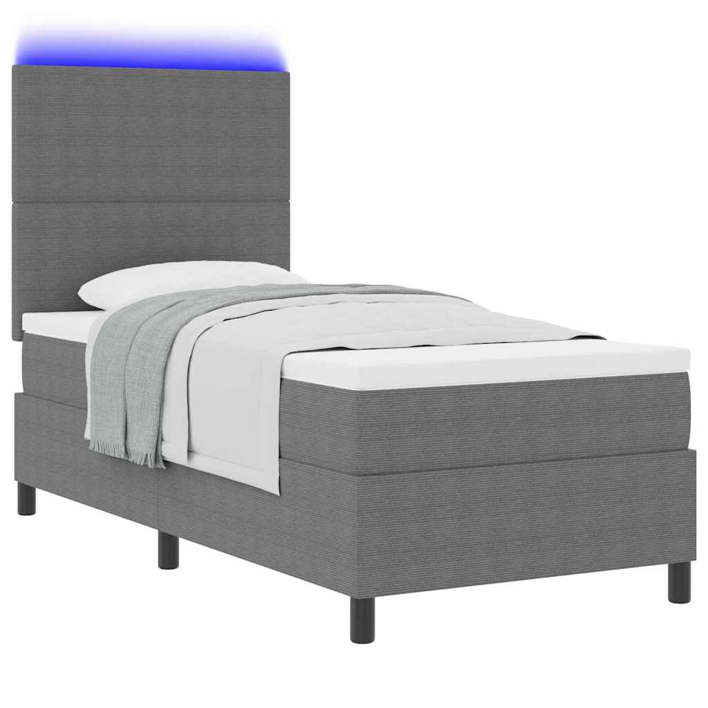 vidaXL LED Κρεβάτι με βάθρο Ανοιχτό Γκρι και Λευκό 90 x 200 cm
