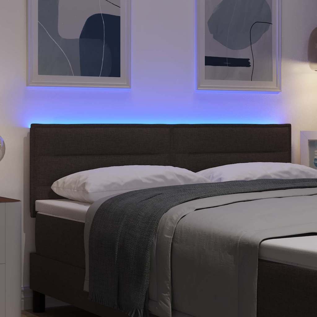 vidaXL LED κεφαλάρι Σκούρο Καφέ ύφασμα