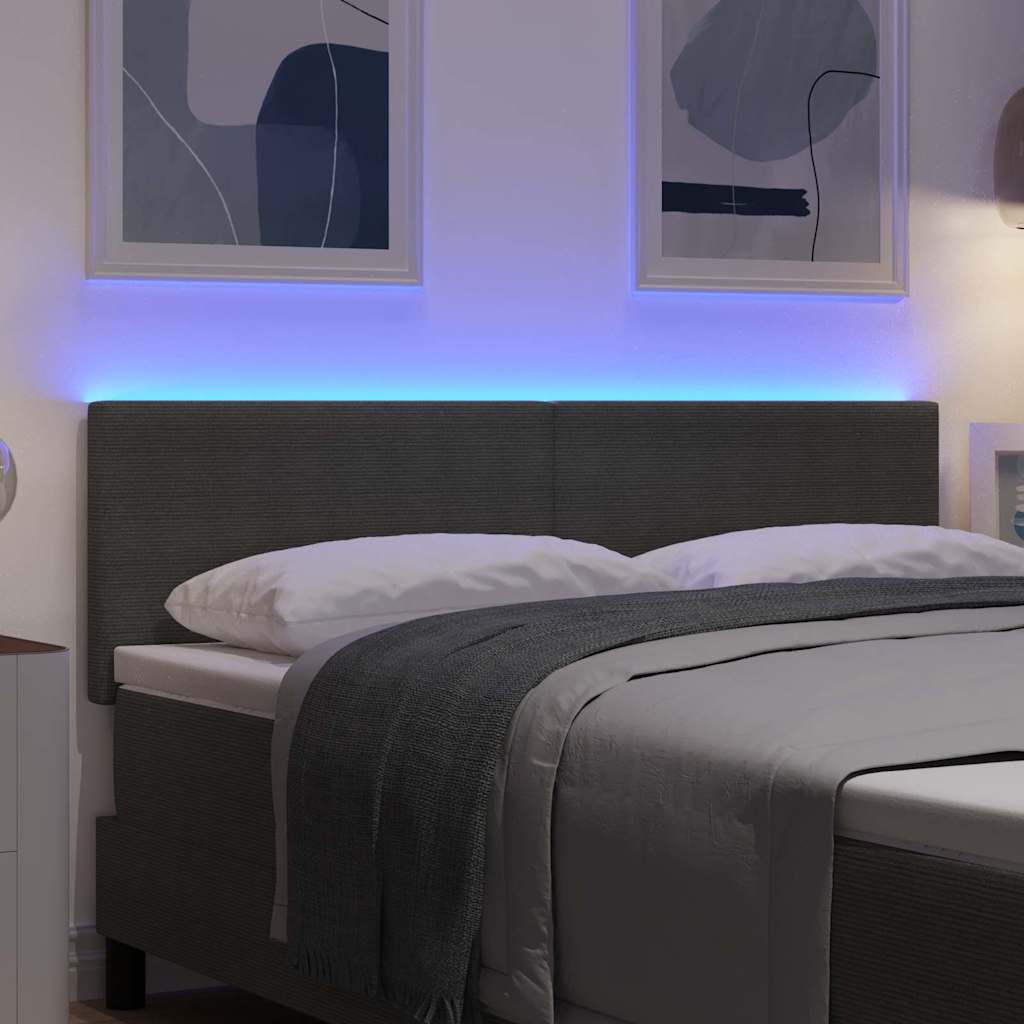 vidaXL LED κεφαλάρι Ανοιχτό γκρι 160 cm Υφασμάτινο Κορντουρά