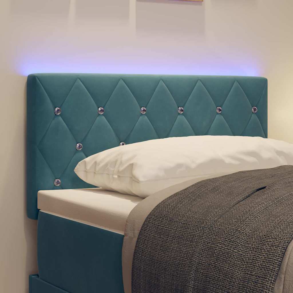 vidaXL LED κεφαλάρι με LED ταινίες φωτός Σκούρο Μπλε 80 cm Βελούδο