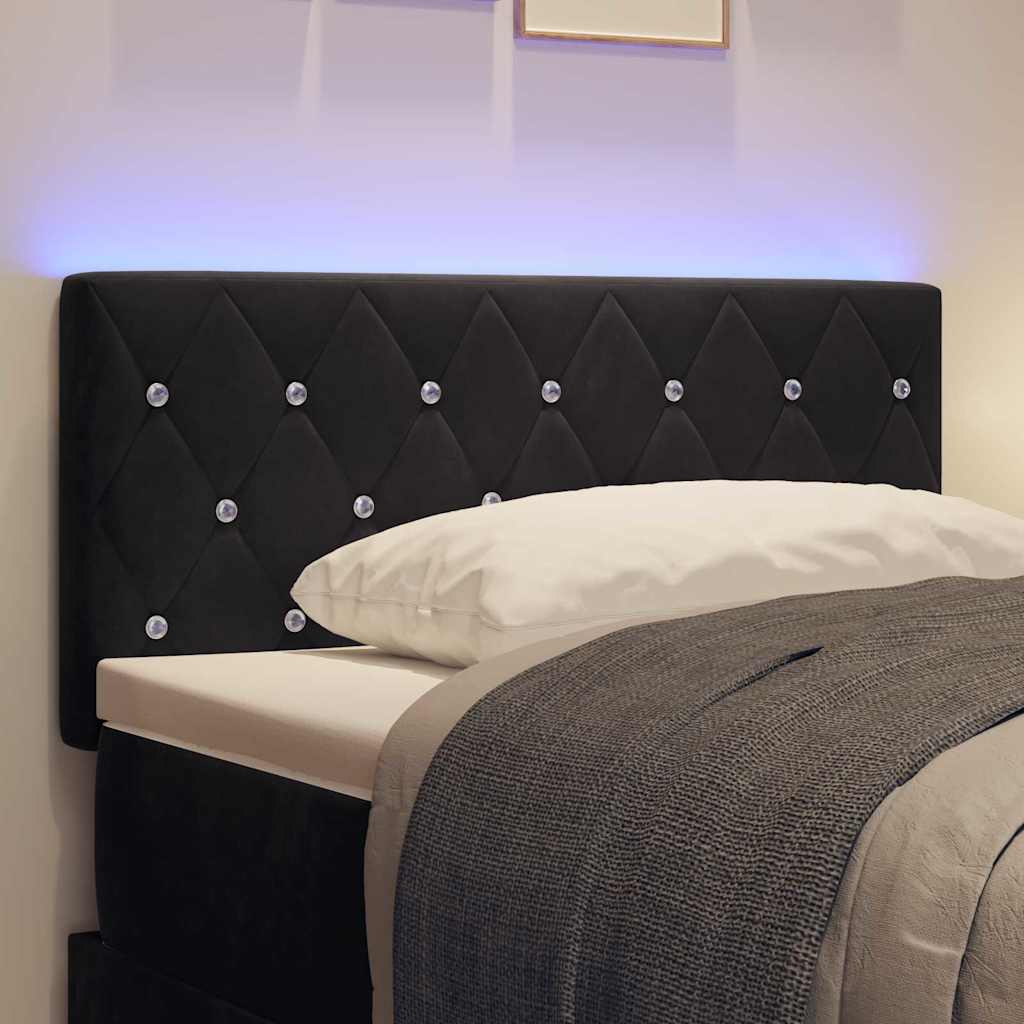 vidaXL LED κεφαλάρι με LED ταινίες φωτός Μαύρο 90 cm Βελούδο