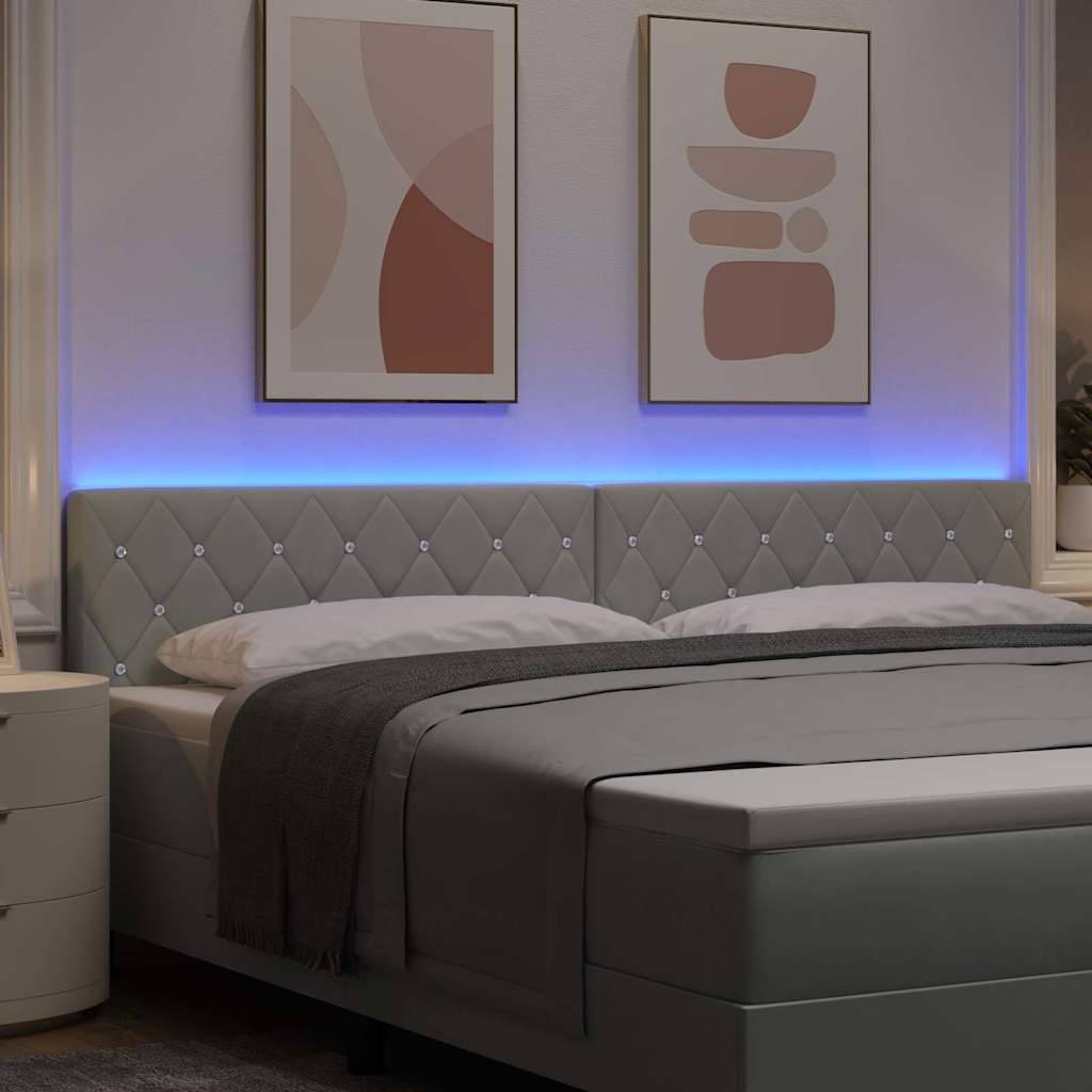 vidaXL LED κεφαλάρι με LED ταινίες φωτός Ανοιχτό γκρι 200 cm Βελούδο