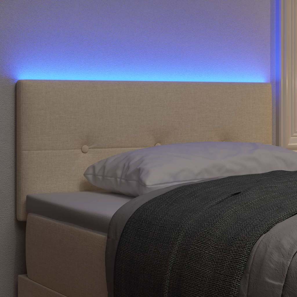 vidaXL LED κεφαλάρι με LED ταινίες φωτός με κεφαλάρι Κρεμ 80 cm ύφασμα