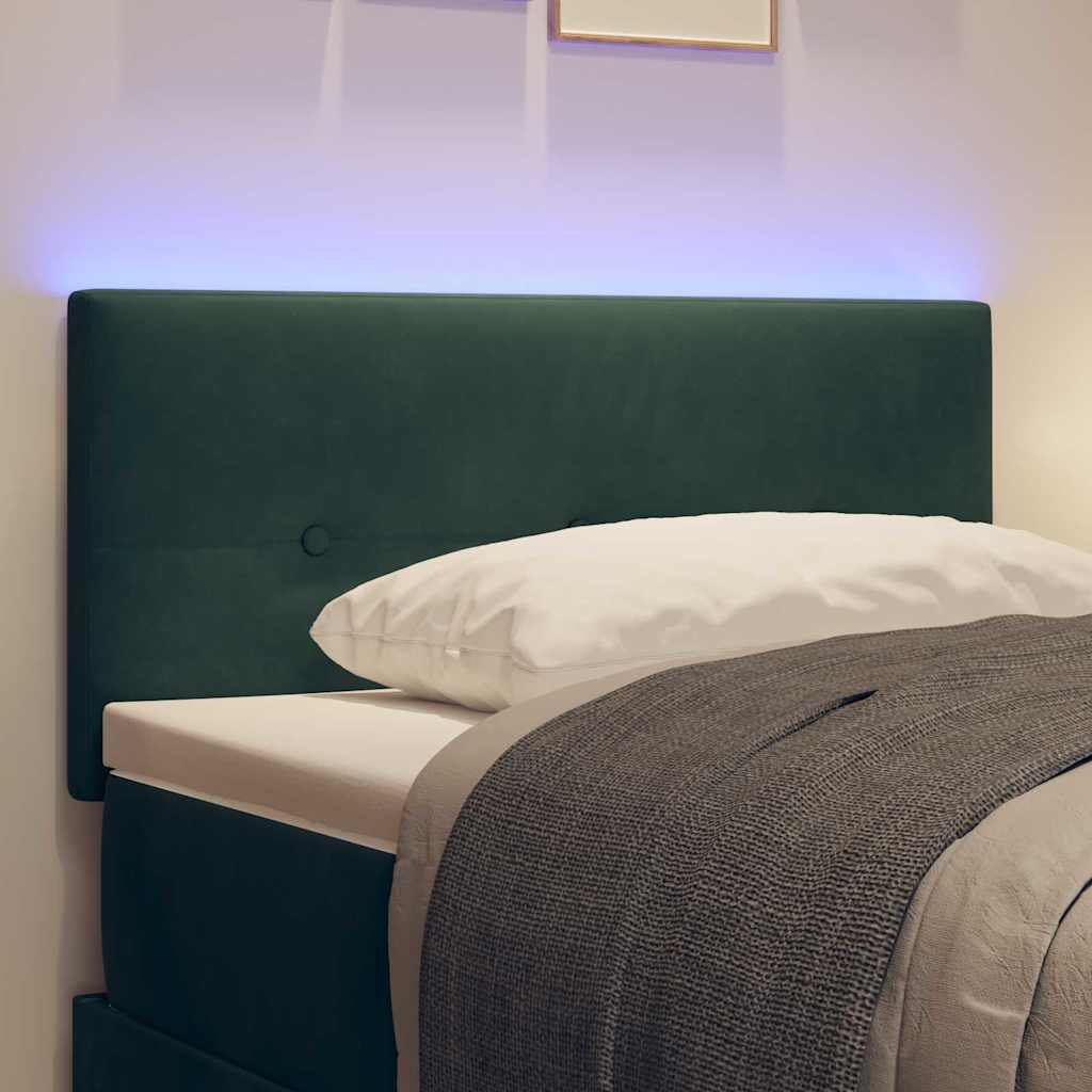 vidaXL LED κεφαλάρι με LED ταινίες φωτός Πράσινο 80 cm Βελούδο