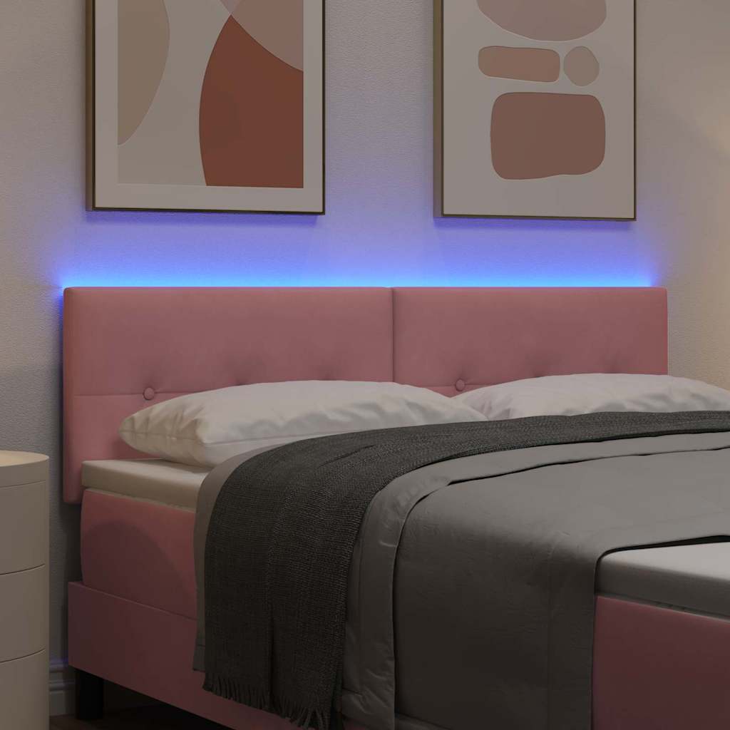 vidaXL LED κεφαλάρι με LED ταινίες φωτός Ροζ 144 cm Βελούδο