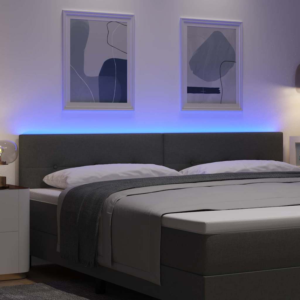 vidaXL LED κεφαλάρι με LED ταινίες φωτός Σκούρο Γκρι 200 cm ύφασμα