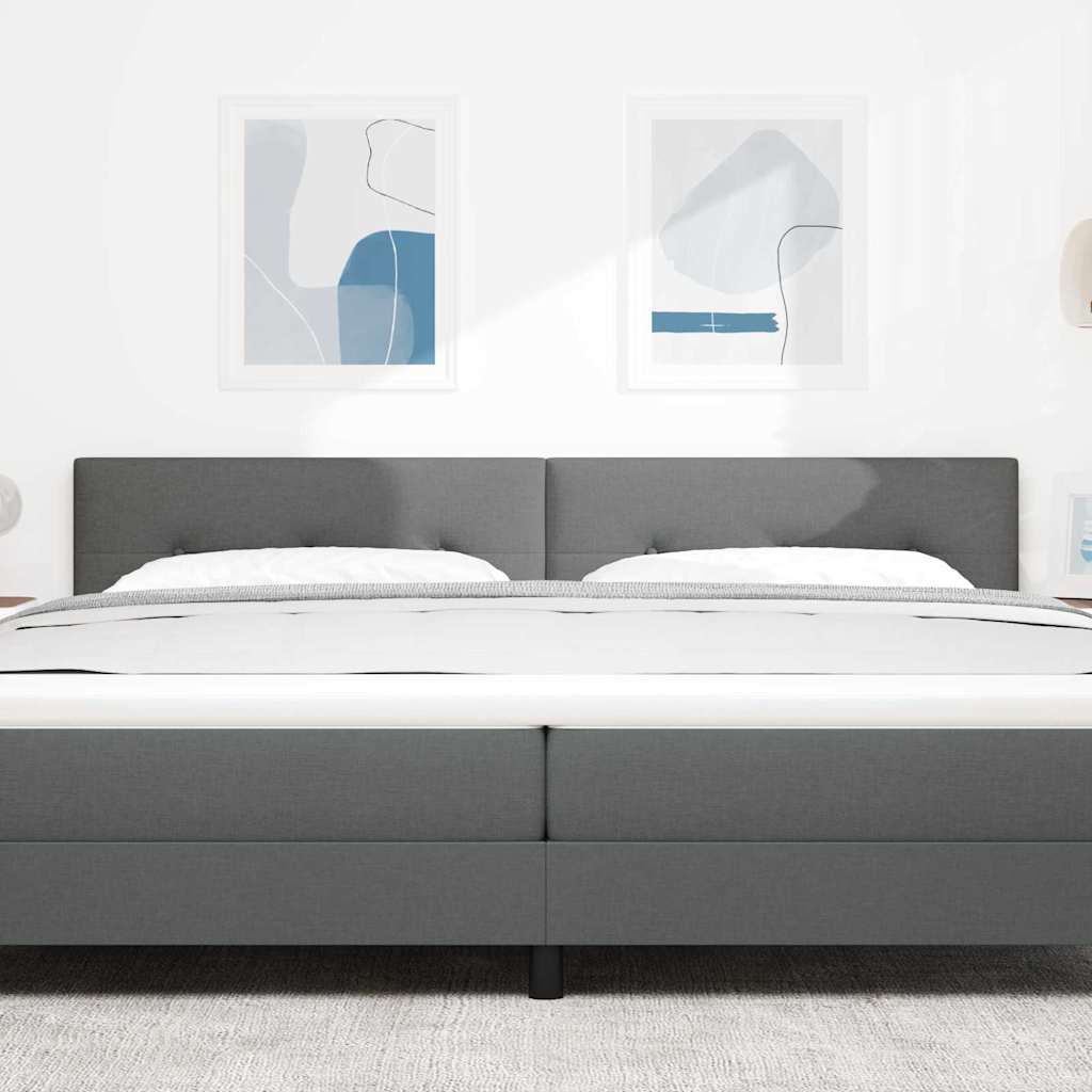 vidaXL LED κεφαλάρι με LED ταινίες φωτός Σκούρο Γκρι 200 cm ύφασμα