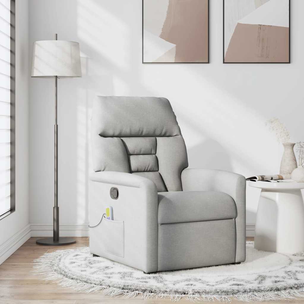 vidaXL καρέκλα ανάκλισης μασάζ Cloud Grey Fabric