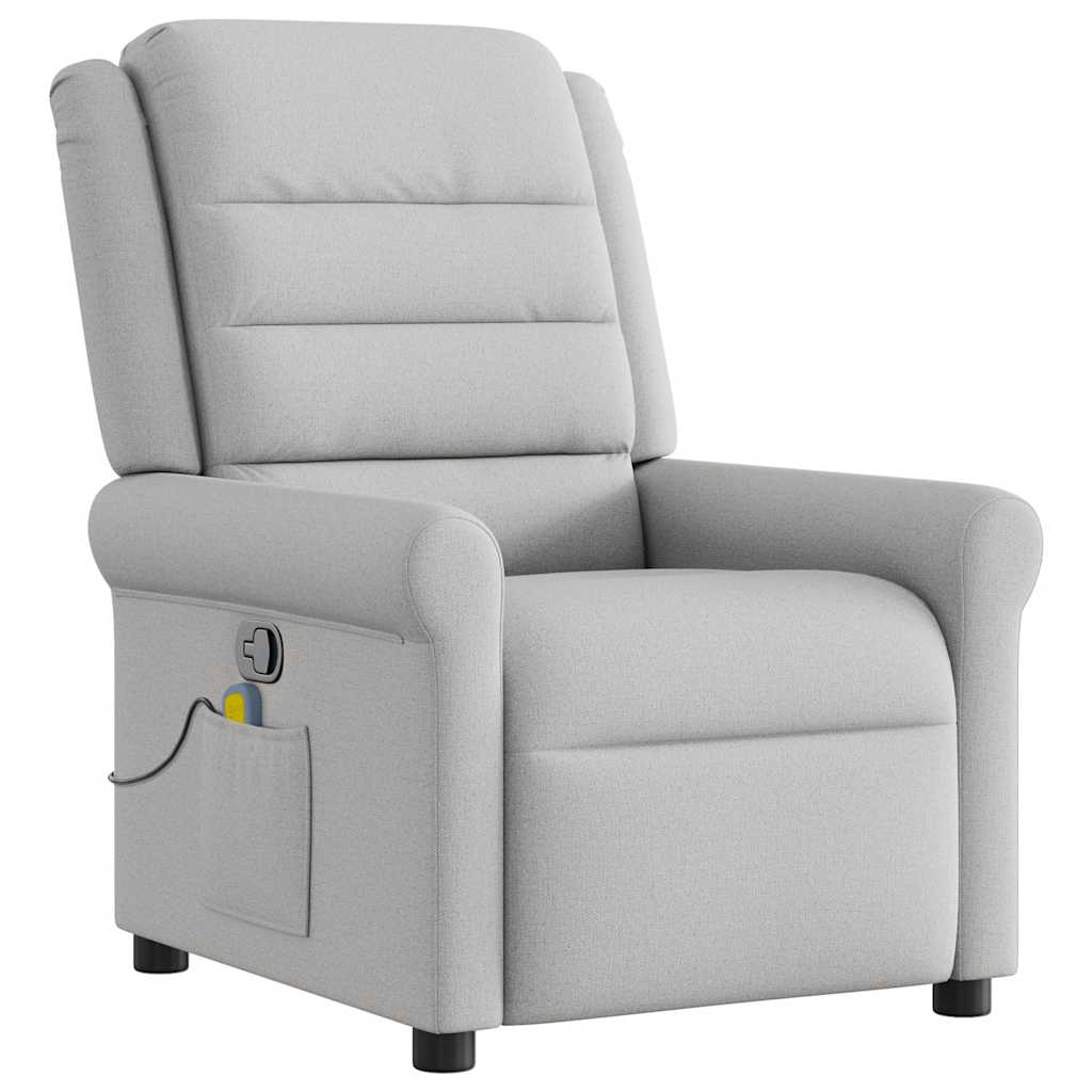 vidaXL καρέκλα ανάκλισης μασάζ Cloud Grey Fabric