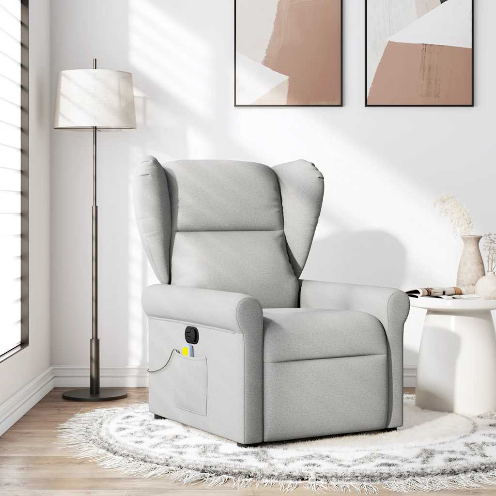 vidaXL καρέκλα ανάκλισης μασάζ Cloud Grey Fabric