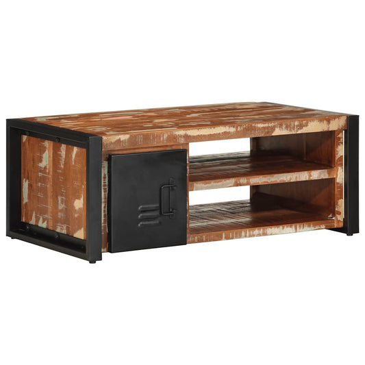 vidaXL Τραπεζάκι σαλονιού πολύχρωμο 90x50x36cm Ξύλο μασίφ αναγεννημένο