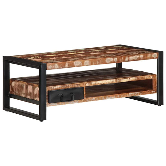vidaXL Τραπεζάκι σαλονιού πολύχρωμο 90x50x36cm Ξύλο μασίφ αναγεννημένο