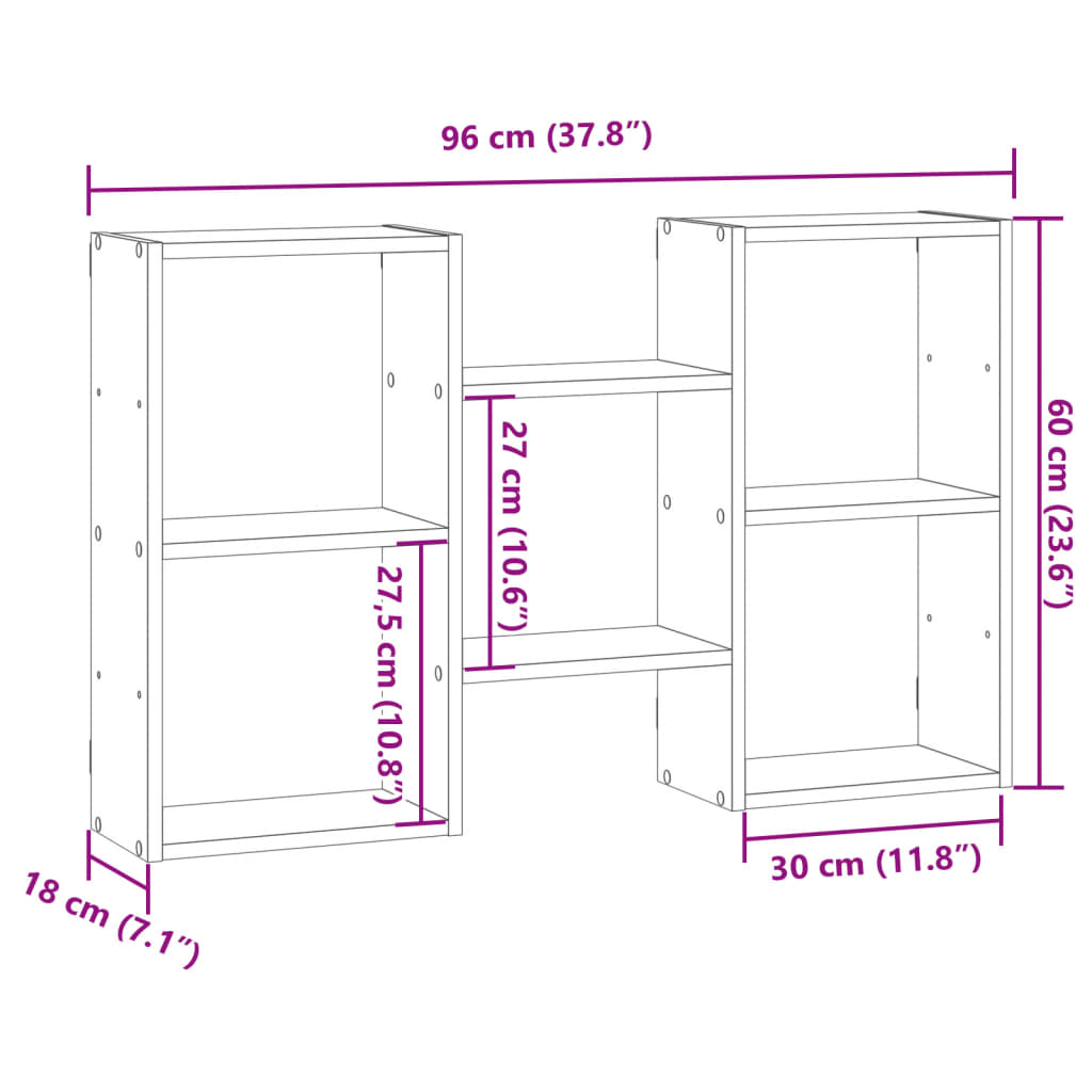 vidaXL Ραφιέρα Τοίχου Καπνιστή Δρυς 96x18x60 εκ. Επεξεργασμένο Ξύλο