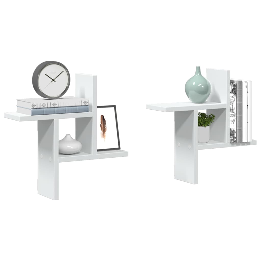 vidaXL Ραφιέρες Τοίχου 2 τεμ. Λευκές 38x12x38 εκ. από Επεξ. Ξύλο