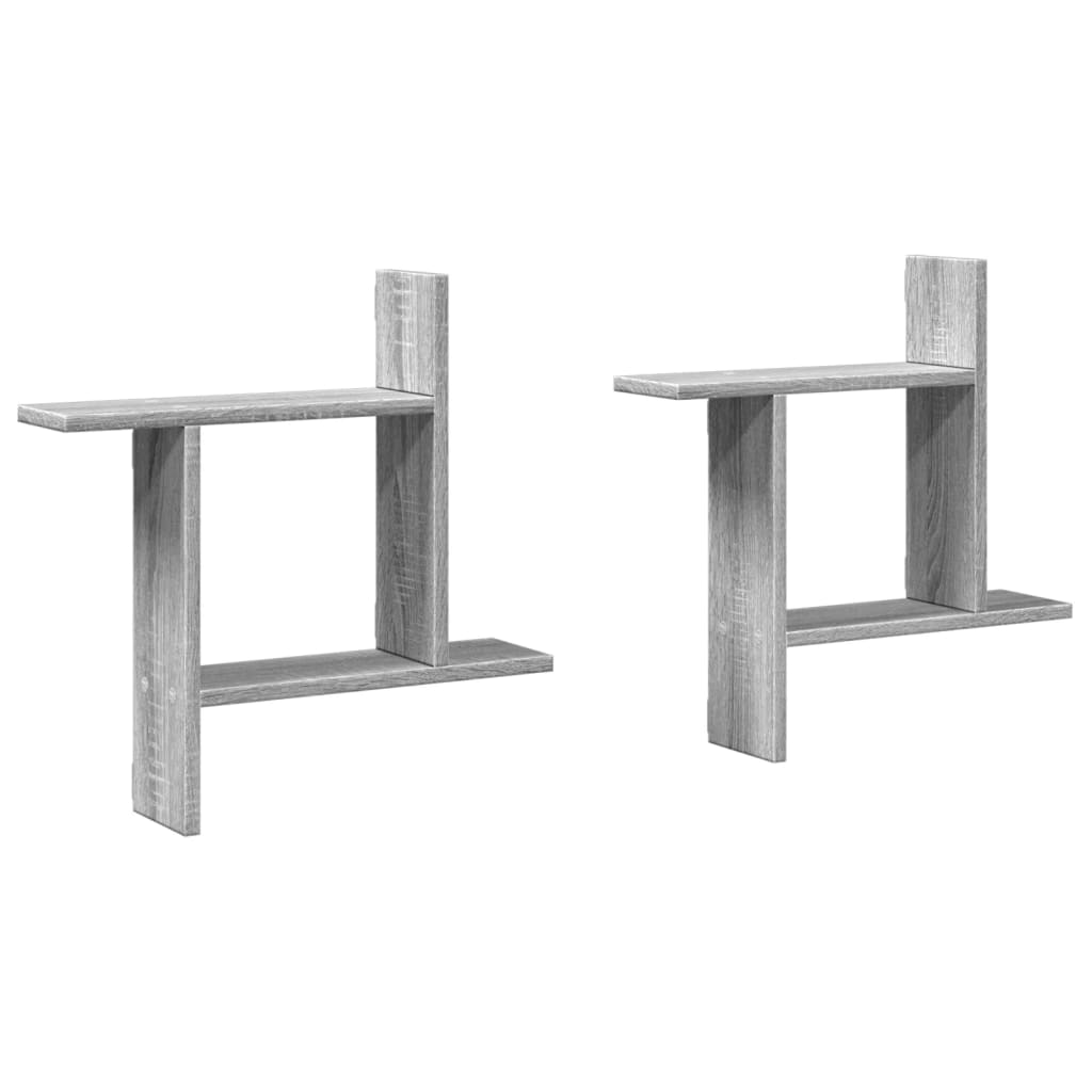 vidaXL Ραφιέρες Τοίχου 2 τεμ. Γκρι Sonoma 50x12x50 εκ. Επεξ. Ξύλο