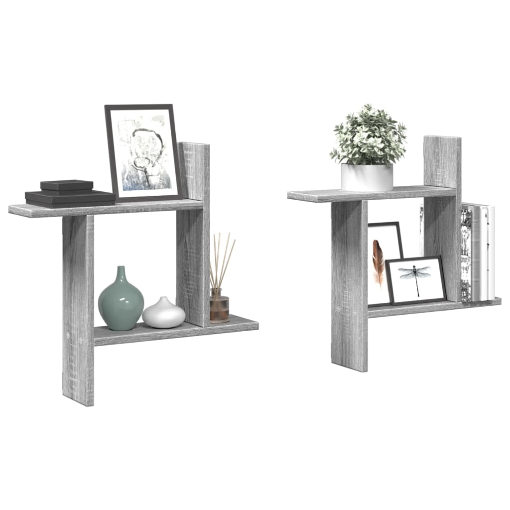 vidaXL Ραφιέρες Τοίχου 2 τεμ. Γκρι Sonoma 50x12x50 εκ. Επεξ. Ξύλο
