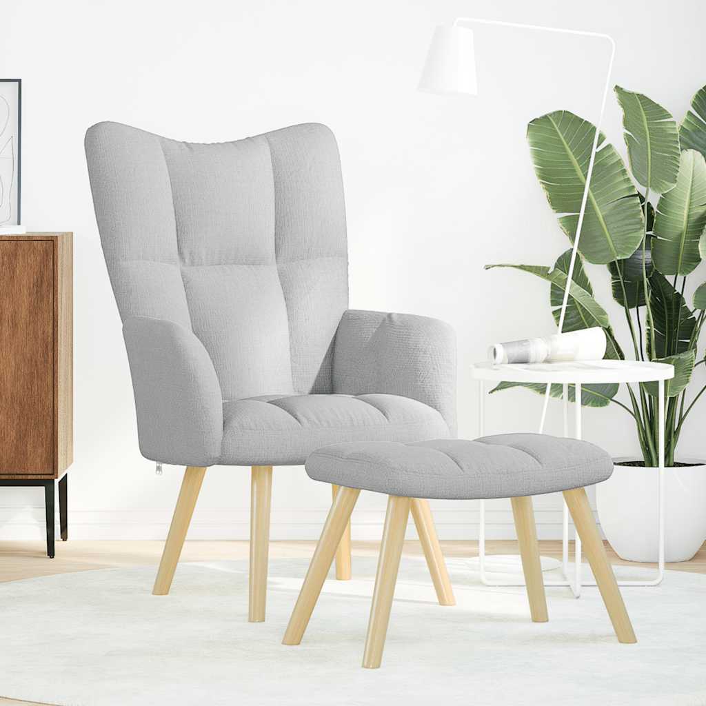 vidaXL Καρέκλα χαλάρωσης με υποπόδιο Cloud Grey Fabric