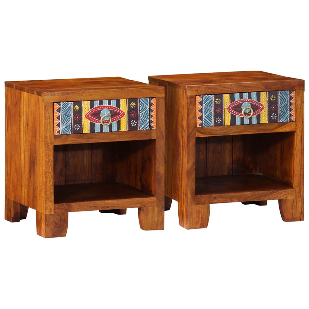 vidaXL Κομοδίνο 2 τεμάχια 40x35x45 cm μασίφ ξύλο ακακίας