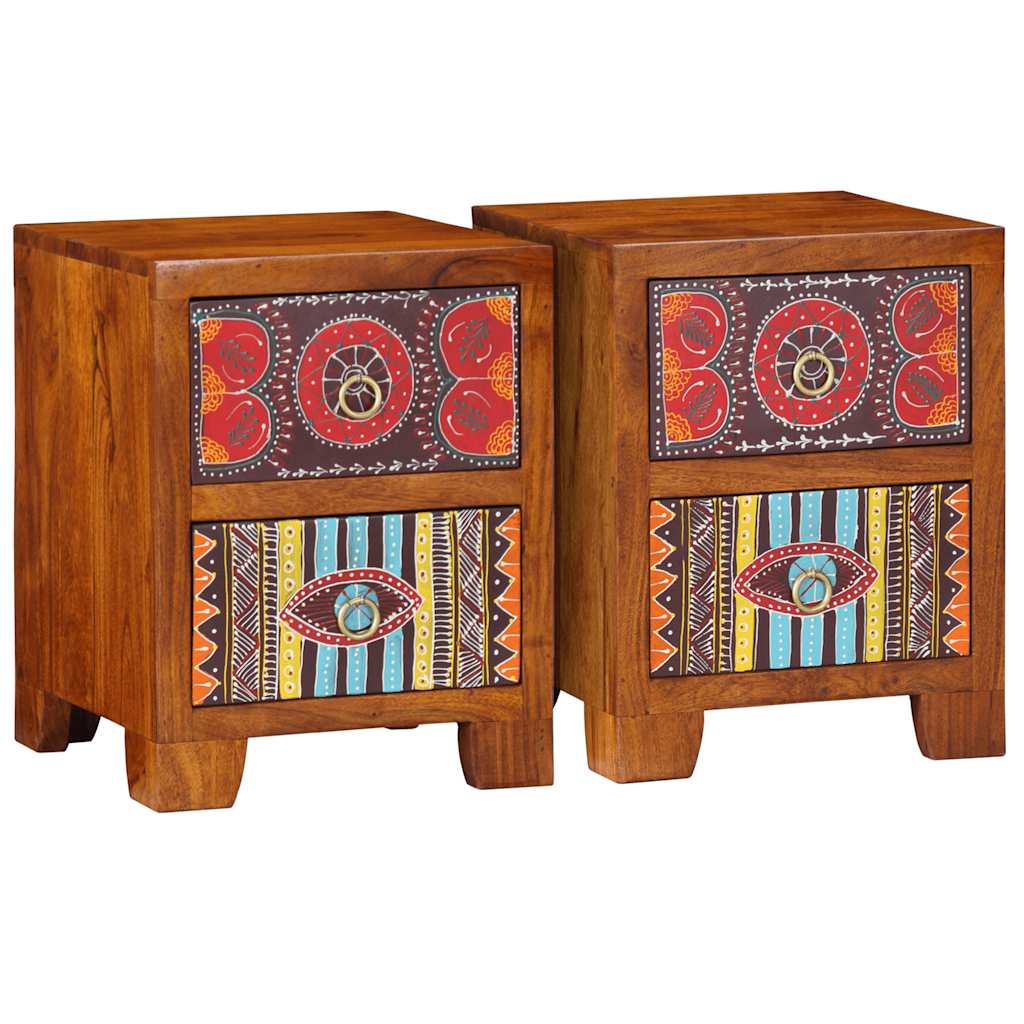 vidaXL Κομοδίνο 2 τεμάχια 35x35x45 cm μασίφ ξύλο ακακίας