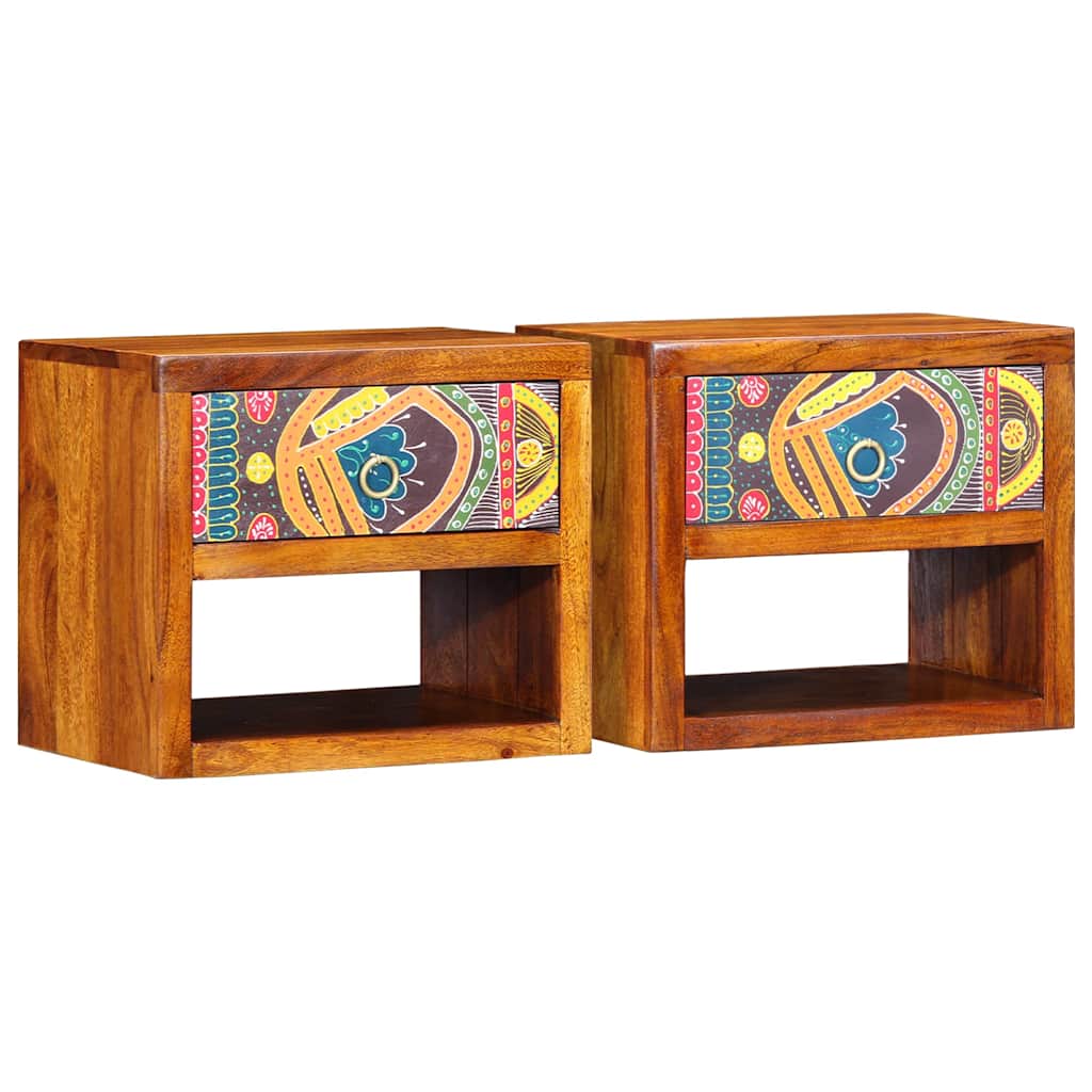 vidaXL Κομοδίνο 2 pcs Καφέ 40 x 35 x 35 εκ Μασίφ ξύλο ακακίας