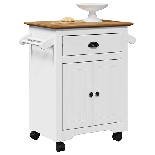vidaXL Καροτσάκι κουζίνας BODO Λευκό και καφέ 72x45x80 cm