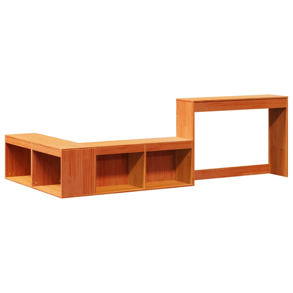 vidaXL Κομοδίνο με Γραφείο Καφέ Κεριού 232x112x75 εκ Μασίφ Ξύλο Πεύκου