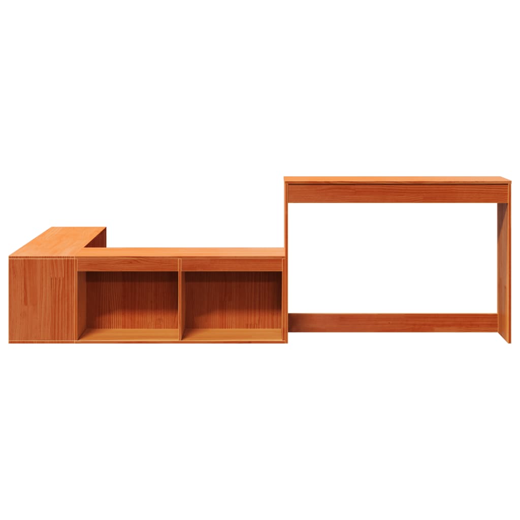 vidaXL Κομοδίνο με Γραφείο Καφέ Κεριού 232x112x75 εκ Μασίφ Ξύλο Πεύκου
