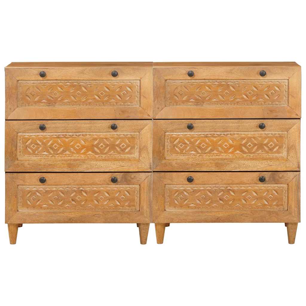 vidaXL Πλαϊνό γραφείο 2 τμχ. 120 x 33,5 x 75 εκ Μασίφ ξύλο μάνγκο Καφέ