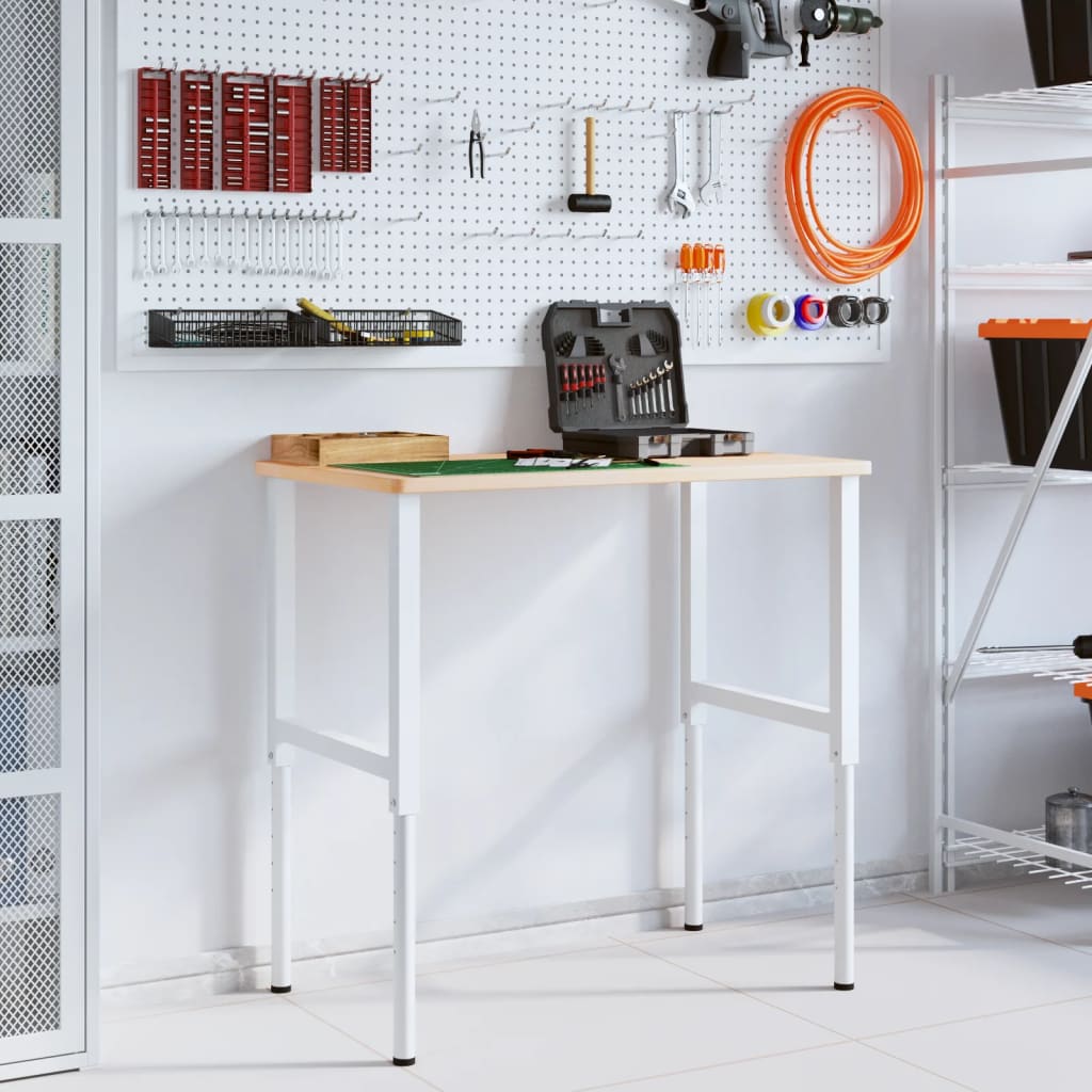 vidaXL Πάγκος Εργασίας Ορθογώνιος 100x60x(71,5-98) εκ Μασίφ Ξύλο Δρυός
