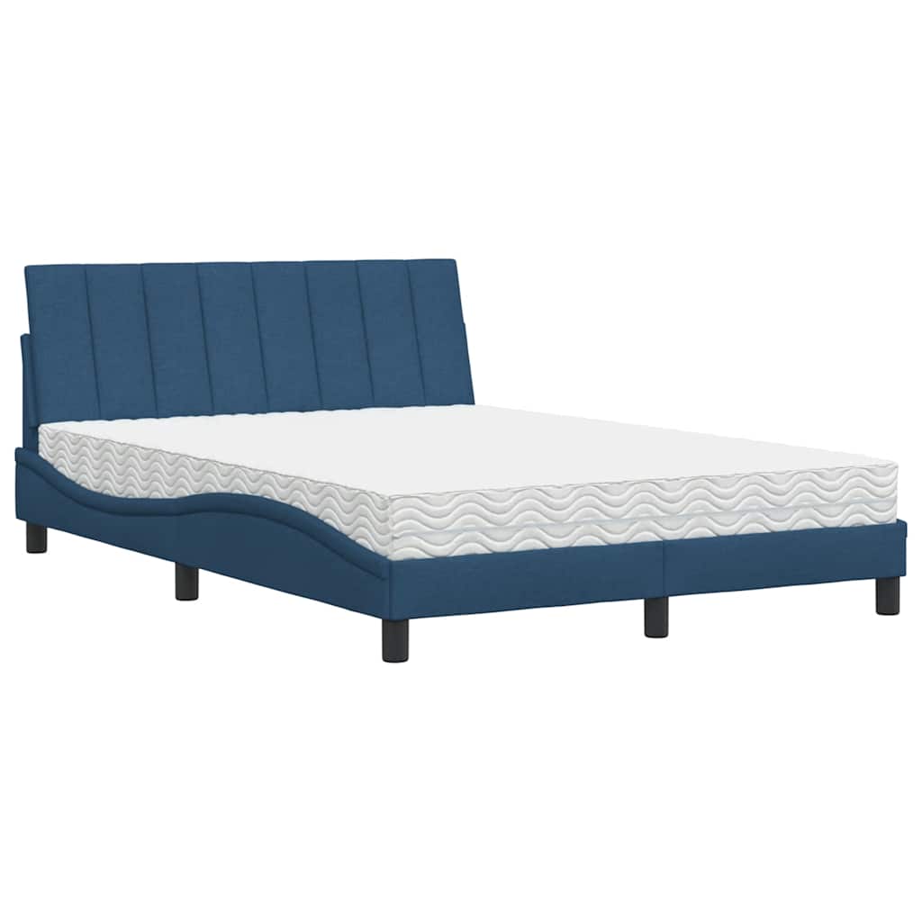 vidaXL Κρεβάτι με Στρώμα Hanko Μπλε 140x200 εκ. Υφασμάτινο