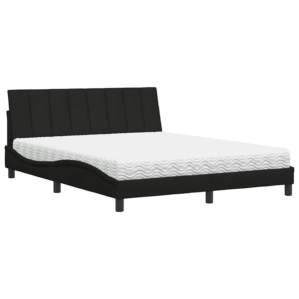 vidaXL Κρεβάτι Μαύρο 160x200 εκ. Υφασμάτινο