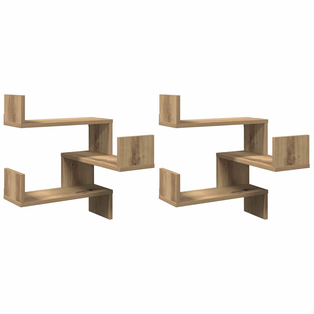 vidaXL Γωνιακά ράφια τοίχου 2 τεμάχια Artisan Oak 40x40x49,5 cm