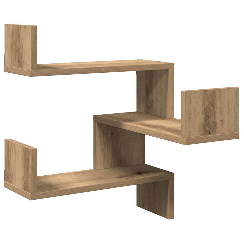 vidaXL Γωνιακά ράφια τοίχου 2 τεμάχια Artisan Oak 40x40x49,5 cm