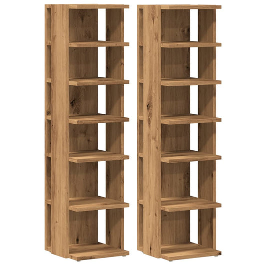 vidaXL Παπουτσοθήκες 2 τεμ. Αρτισιανή Δρυς 28x27x102 εκ. Επεξ. Ξύλο